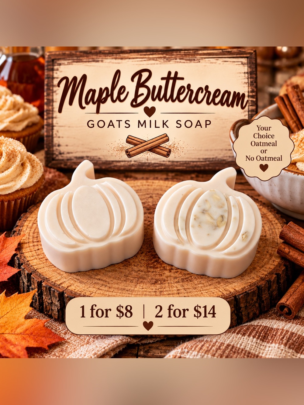 Maple Buttercream scented goats milk soaps-Handcrafted